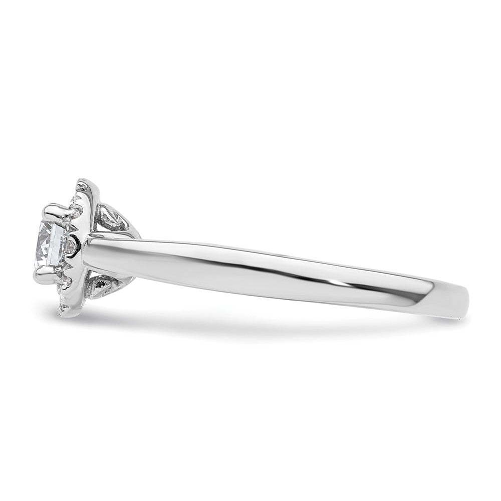14k White Gold Round Halo Simulated Diamond Engagement Ring