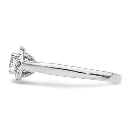 14k White Gold Round Halo Simulated Diamond Engagement Ring