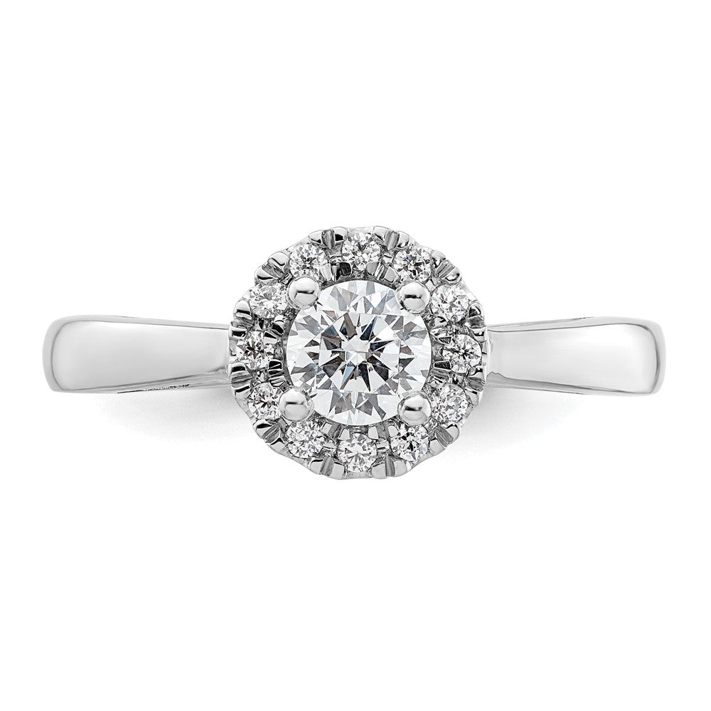14k White Gold Round Halo Simulated Diamond Engagement Ring