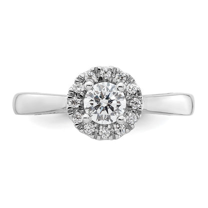14k White Gold Round Halo Simulated Diamond Engagement Ring