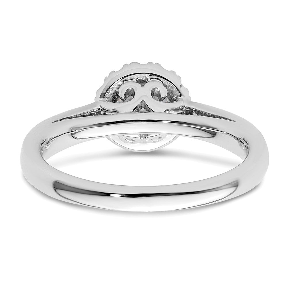 14k White Gold Round Halo Simulated Diamond Engagement Ring