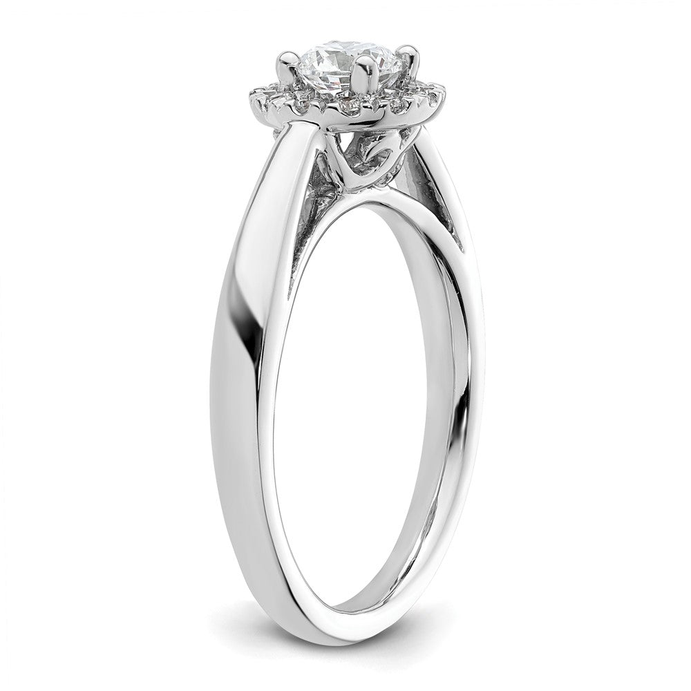 14k White Gold Round Halo Simulated Diamond Engagement Ring