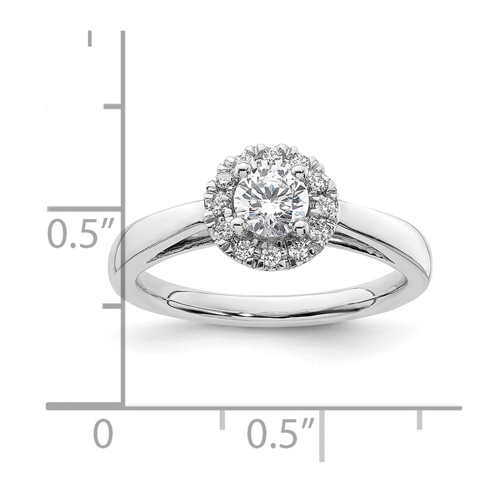 14k White Gold Round Halo Simulated Diamond Engagement Ring