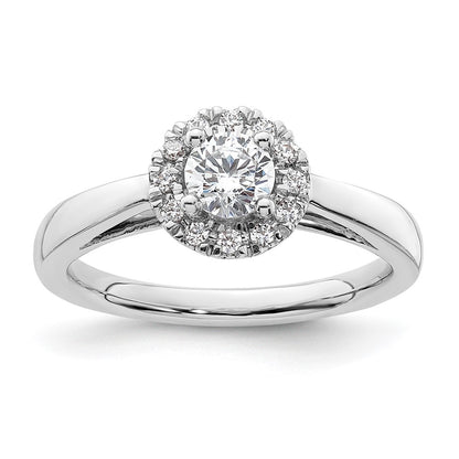 14k White Gold Round Halo Simulated Diamond Engagement Ring