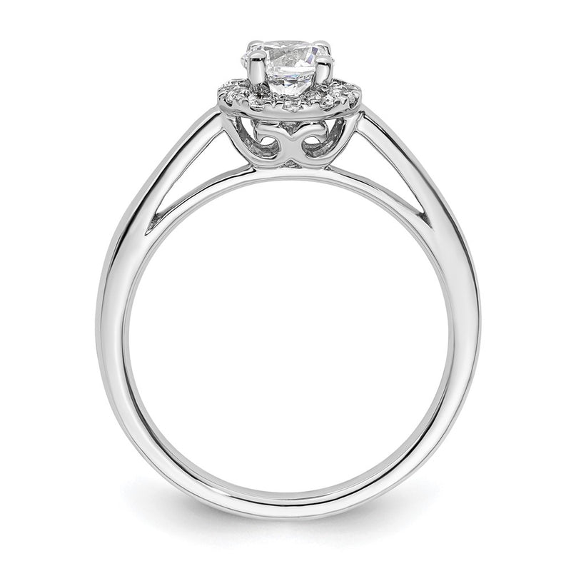 14k White Gold Round Halo Simulated Diamond Engagement Ring
