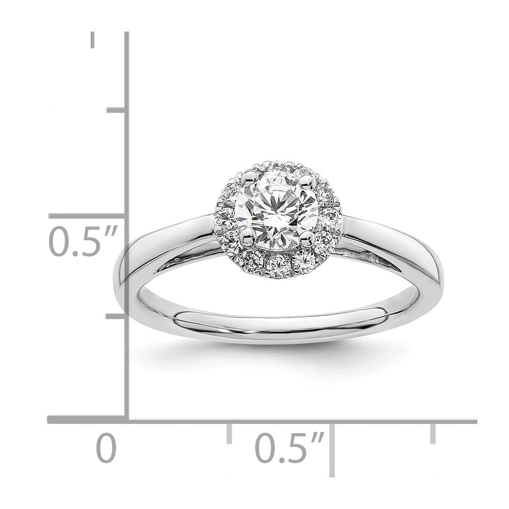 14k White Gold 1/2 Ct. Lab Grown Diamond VS/SI+ G+ Round Halo Engagement Ring