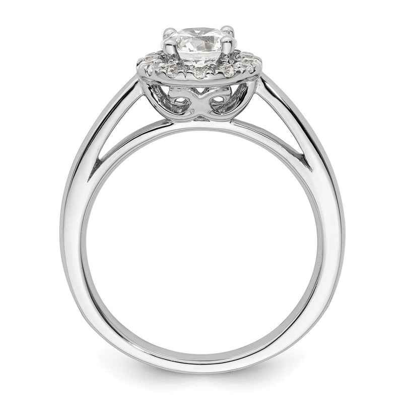 14k White Gold Round Halo Simulated Diamond Engagement Ring