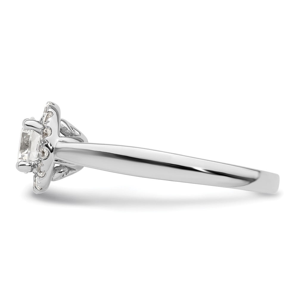 14k White Gold Round Halo Simulated Diamond Engagement Ring