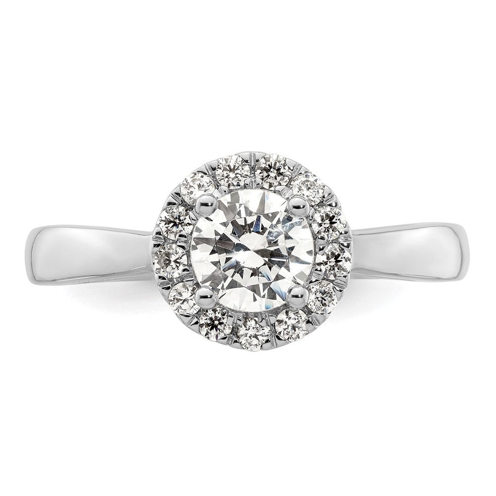 14k White Gold Round Halo Simulated Diamond Engagement Ring