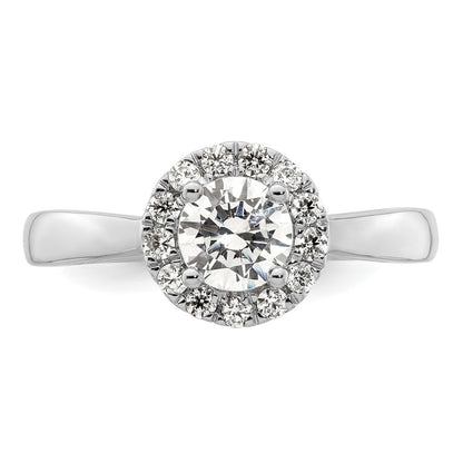 14k White Gold Round Halo Simulated Diamond Engagement Ring