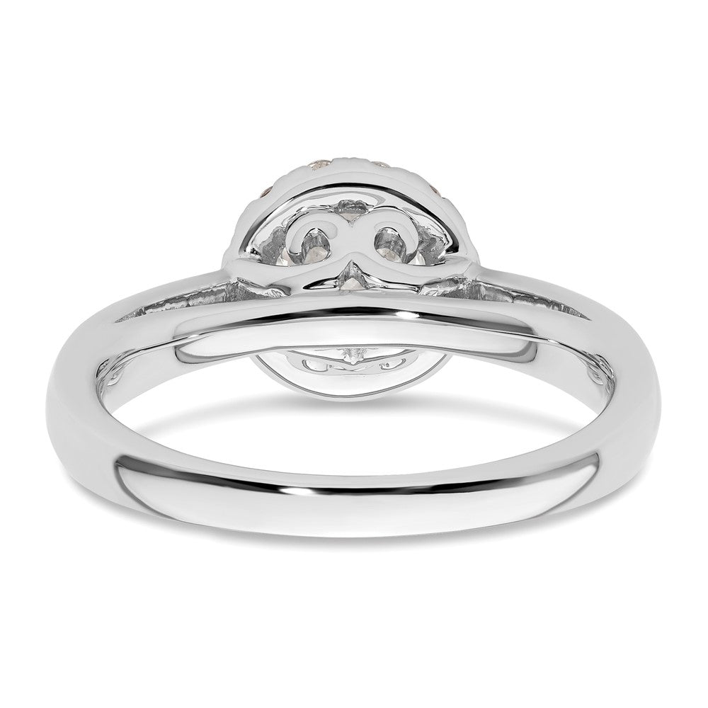14k White Gold Round Halo Simulated Diamond Engagement Ring