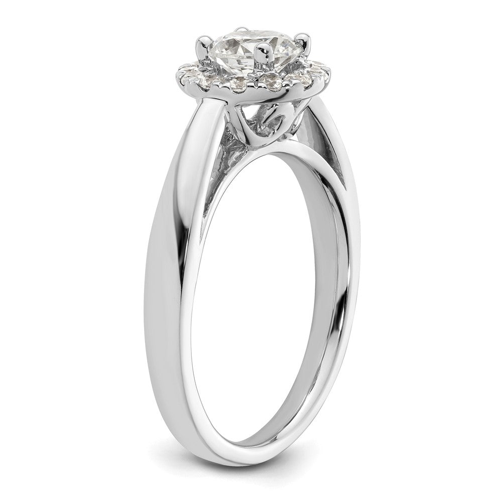 14k White Gold Round Halo Simulated Diamond Engagement Ring