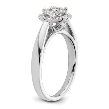 14k White Gold Round Halo Simulated Diamond Engagement Ring
