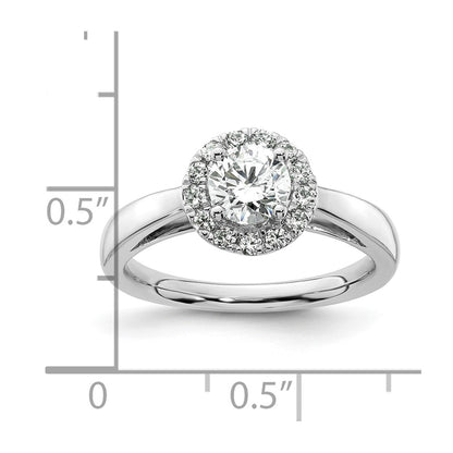 14k White Gold Round Halo Simulated Diamond Engagement Ring
