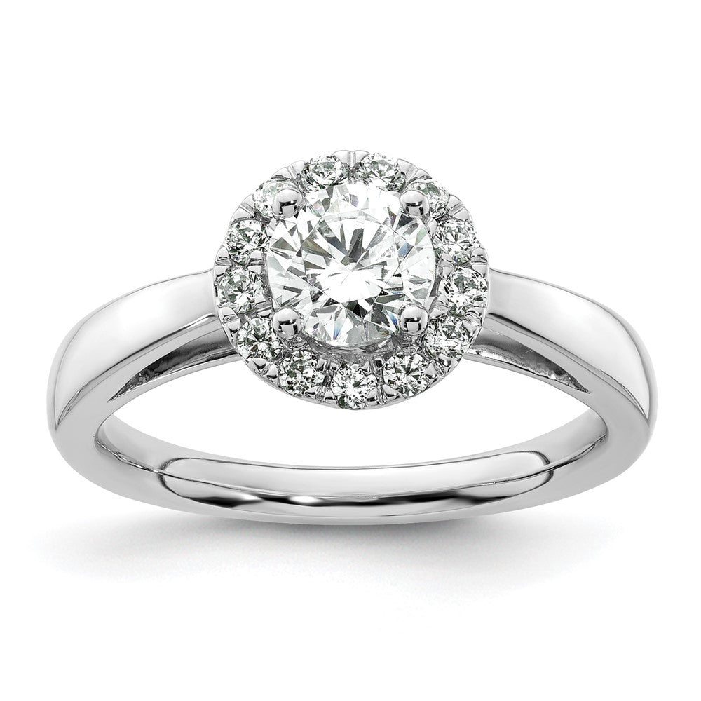 14k White Gold Round Halo Simulated Diamond Engagement Ring