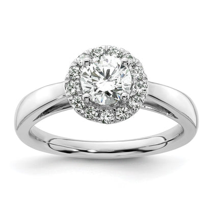 14k White Gold Round Halo Simulated Diamond Engagement Ring