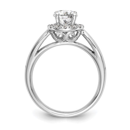 14k White Gold Round Halo Simulated Diamond Engagement Ring