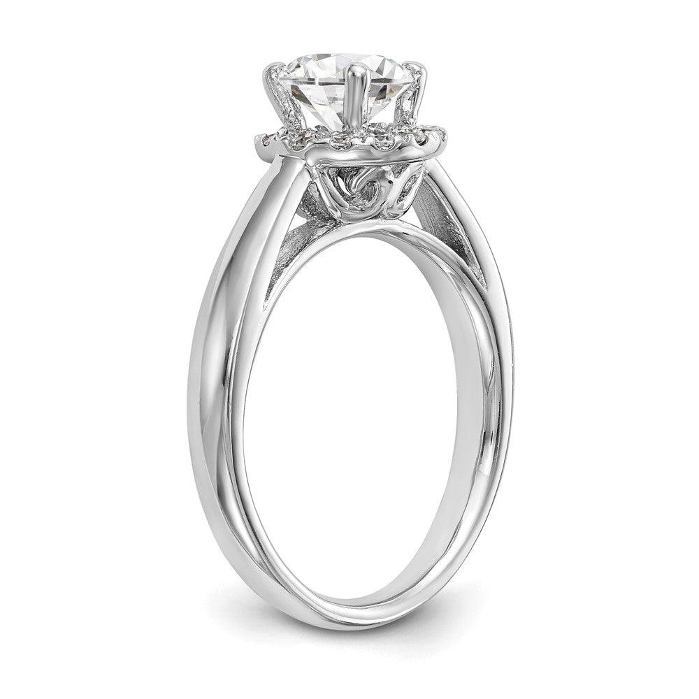 14k White Gold Round Halo Simulated Diamond Engagement Ring