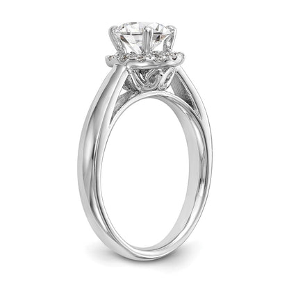 14k White Gold Round Halo Simulated Diamond Engagement Ring