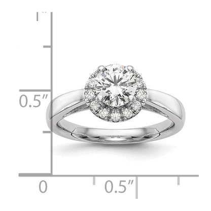 14k White Gold Round Halo Simulated Diamond Engagement Ring