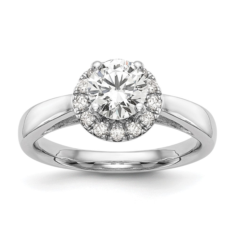 14k White Gold Round Halo Simulated Diamond Engagement Ring