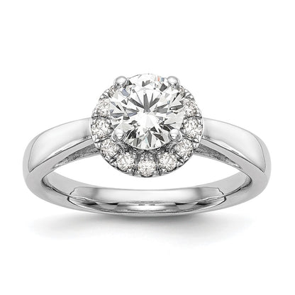 14k White Gold Round Halo Simulated Diamond Engagement Ring