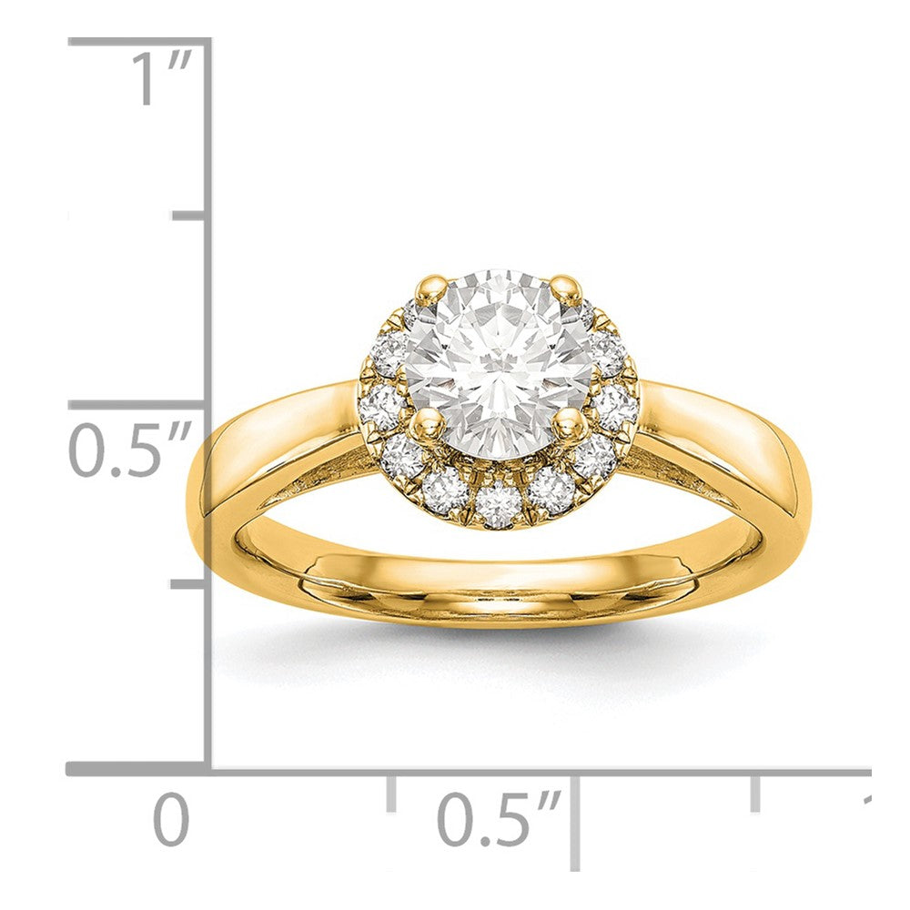 14K Yellow Gold Round Halo Diamond Semi Mount Engagement Ring