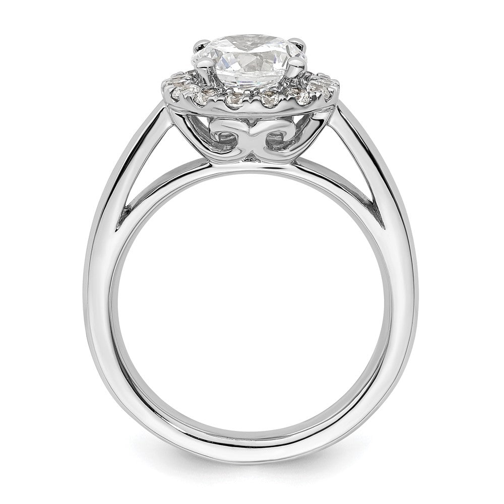 14k White Gold Round Halo Simulated Diamond Engagement Ring