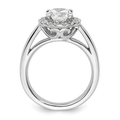 14k White Gold Round Halo Simulated Diamond Engagement Ring