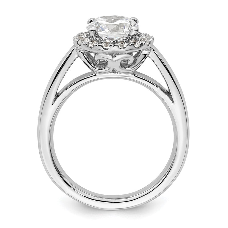 14k White Gold Round Halo Simulated Diamond Engagement Ring
