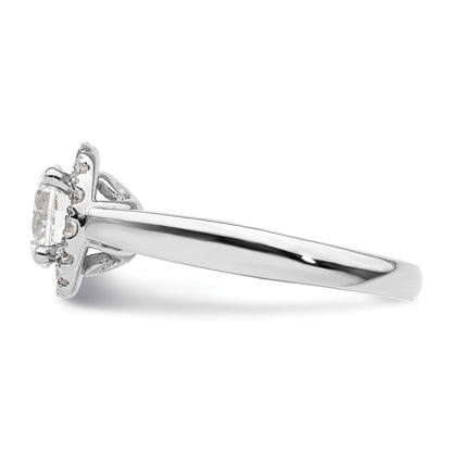 14k White Gold Round Halo Simulated Diamond Engagement Ring