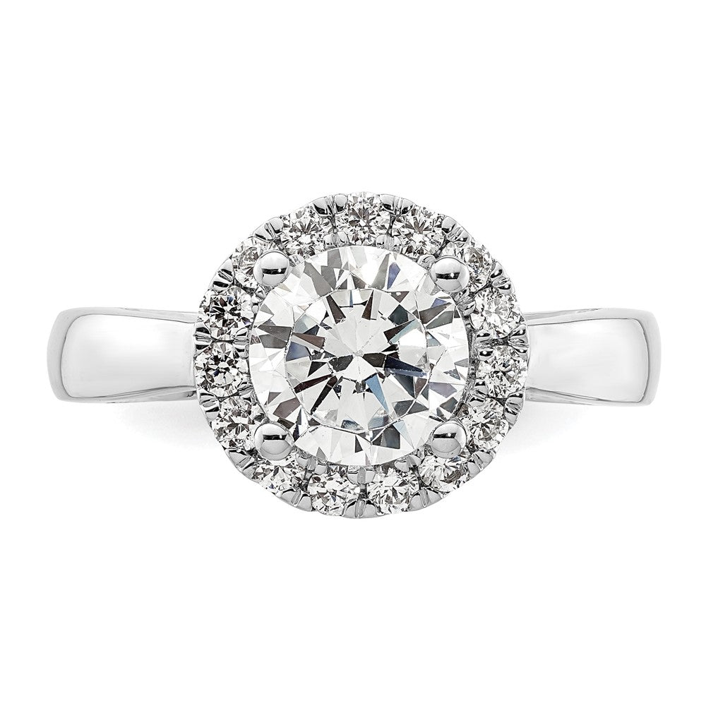 14k White Gold Round Halo Simulated Diamond Engagement Ring