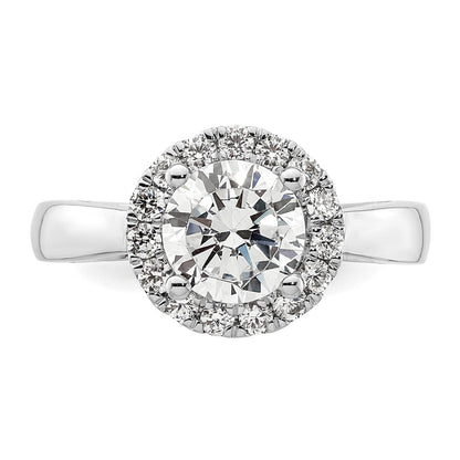 14k White Gold Round Halo Simulated Diamond Engagement Ring