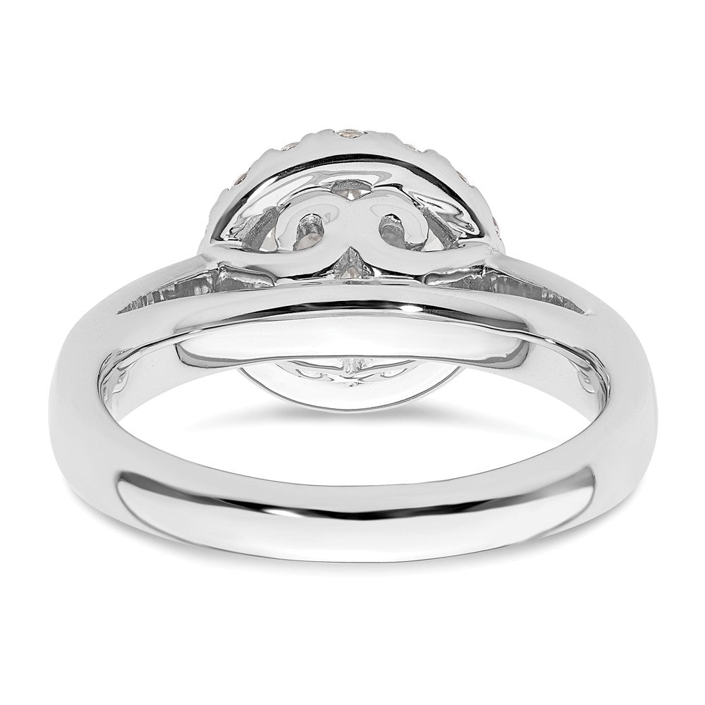 14k White Gold Round Halo Simulated Diamond Engagement Ring
