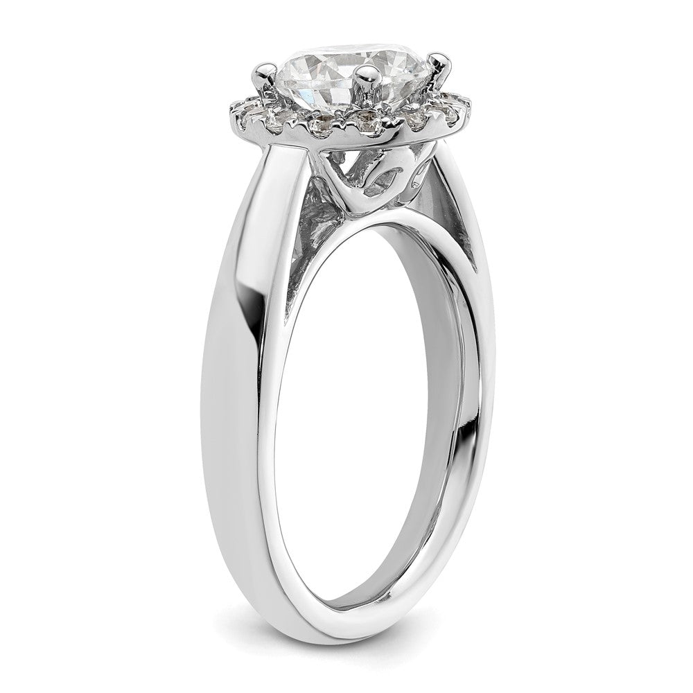 14k White Gold Round Halo Simulated Diamond Engagement Ring