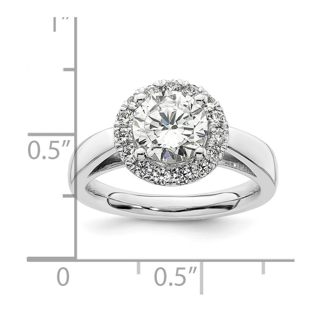 14k White Gold Round Halo Simulated Diamond Engagement Ring