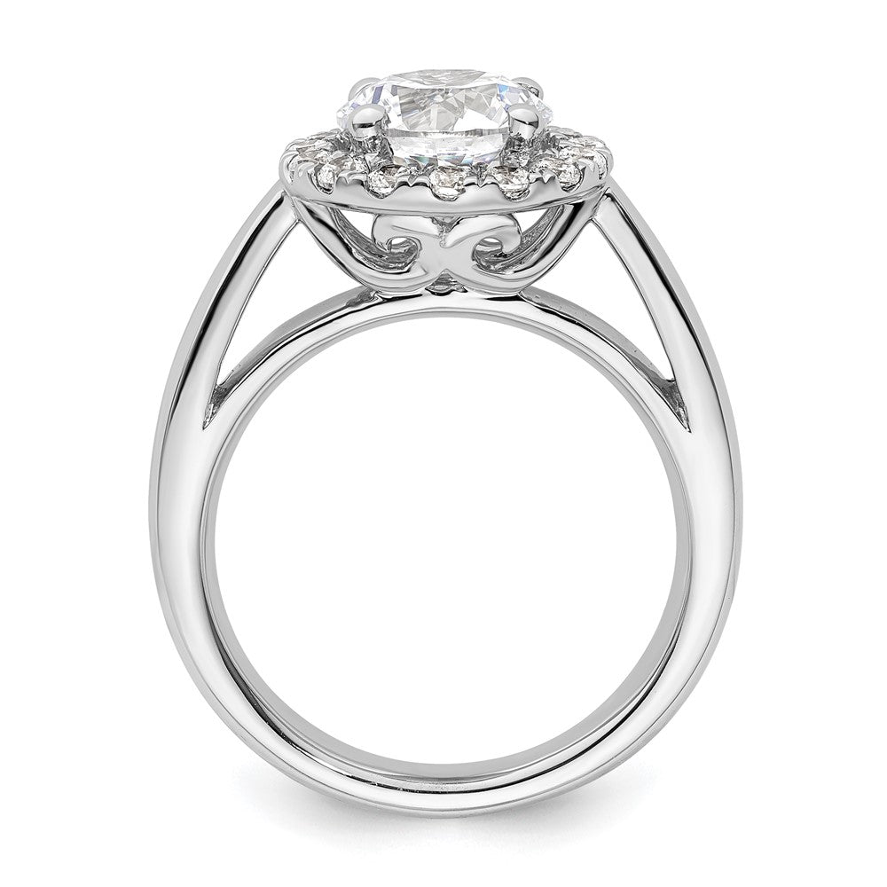 14k White Gold Round Halo Simulated Diamond Engagement Ring