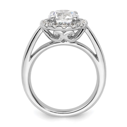 14k White Gold Round Halo Simulated Diamond Engagement Ring