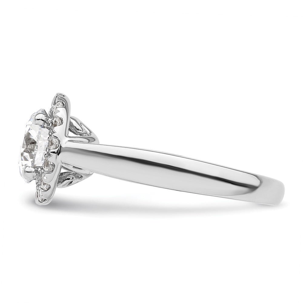 14k White Gold Round Halo Simulated Diamond Engagement Ring