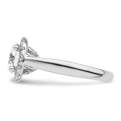 14k White Gold Round Halo Simulated Diamond Engagement Ring