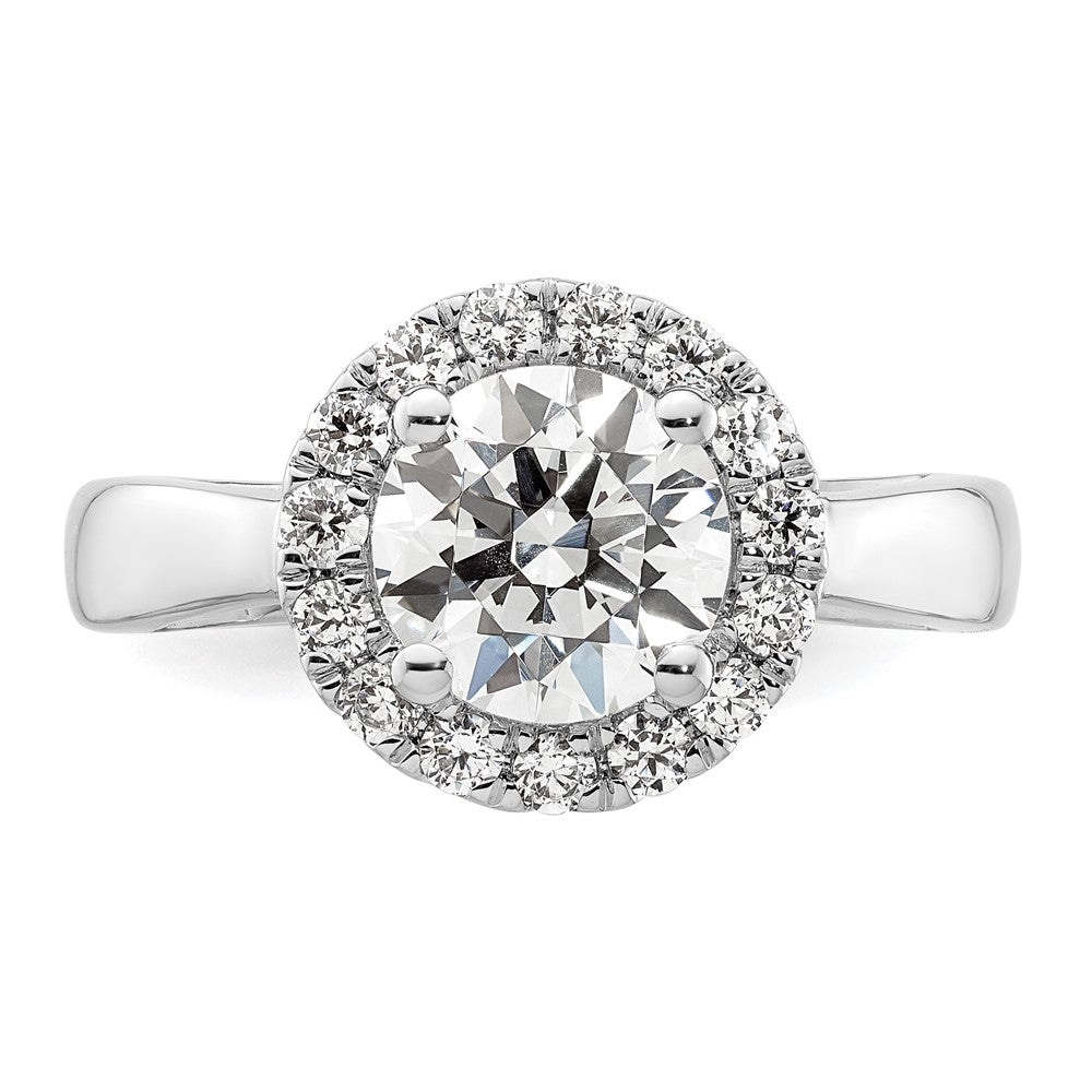 14k White Gold Round Halo Simulated Diamond Engagement Ring