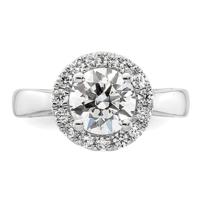 14k White Gold Round Halo Simulated Diamond Engagement Ring