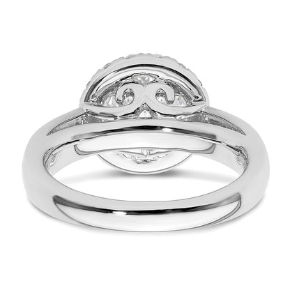14k White Gold Round Halo Simulated Diamond Engagement Ring