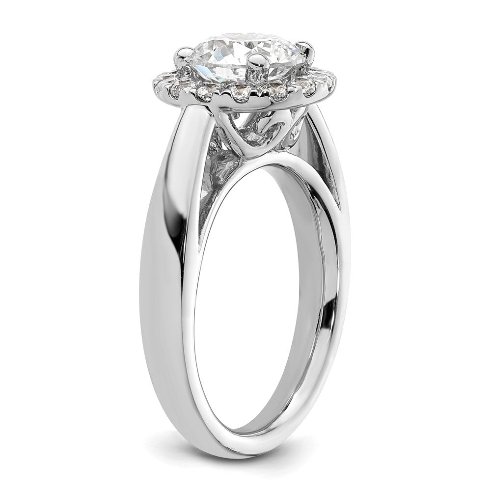 14k White Gold Round Halo Simulated Diamond Engagement Ring