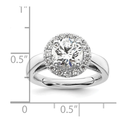 14k White Gold Round Halo Simulated Diamond Engagement Ring