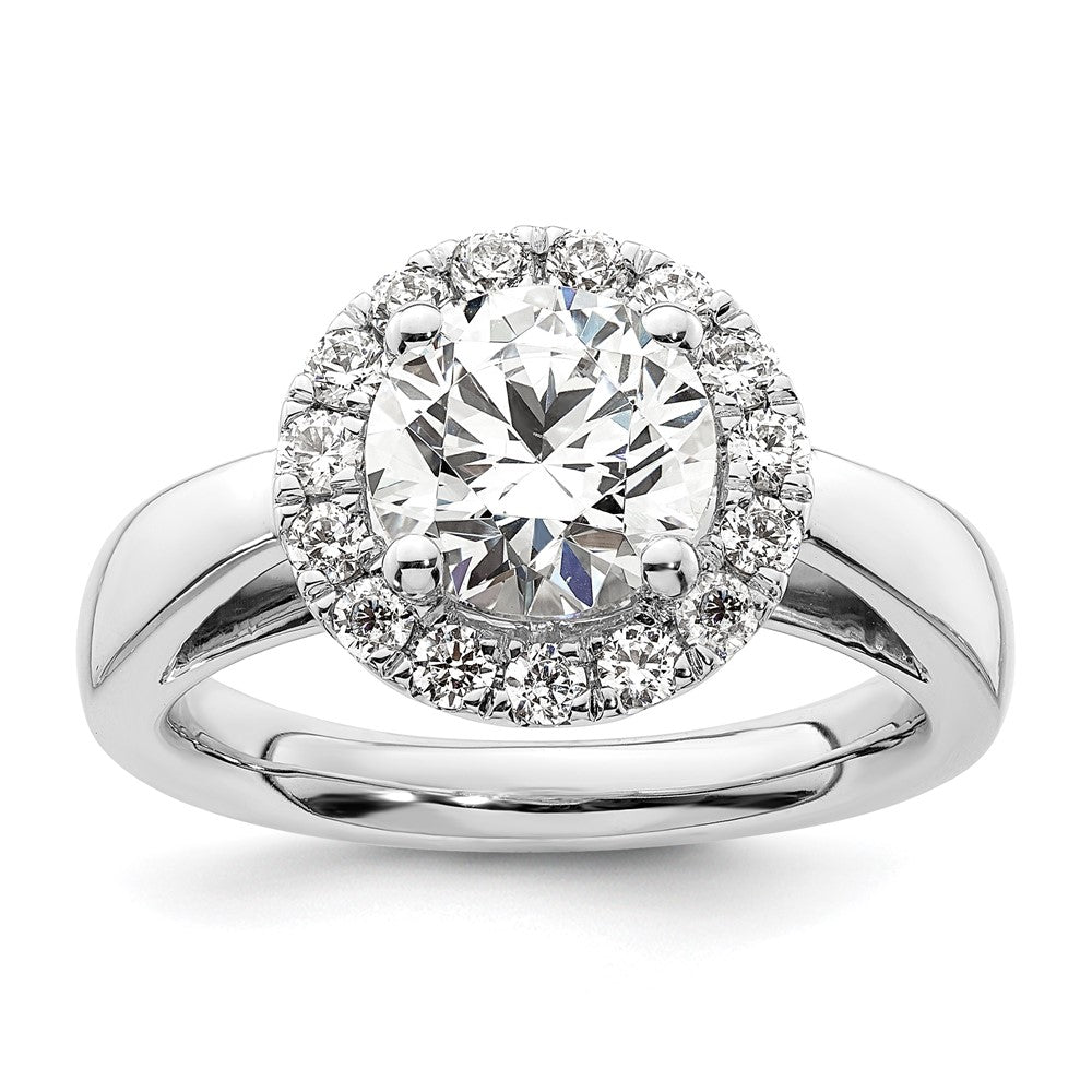 14k White Gold Round Halo Simulated Diamond Engagement Ring