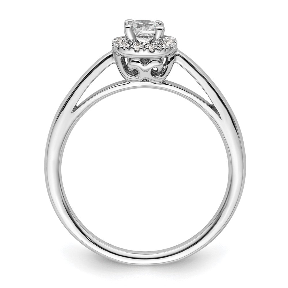 14k White Gold Round Halo Simulated Diamond Engagement Ring
