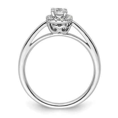 14k White Gold Round Halo Simulated Diamond Engagement Ring