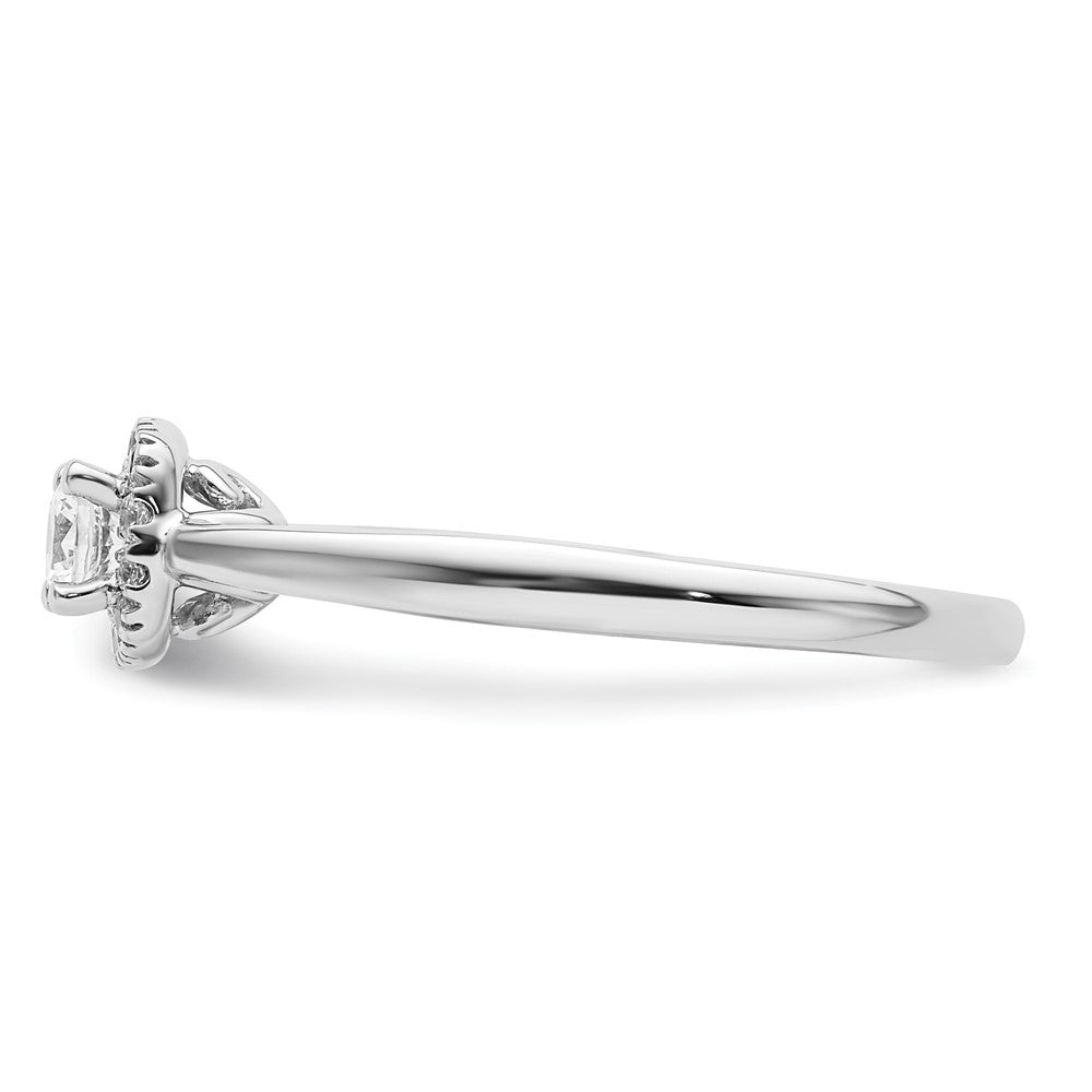 14k White Gold Round Halo Simulated Diamond Engagement Ring
