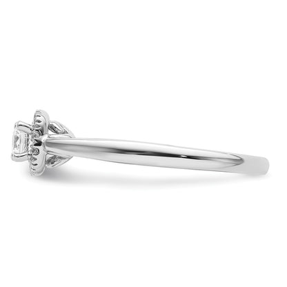 14k White Gold Round Halo Simulated Diamond Engagement Ring